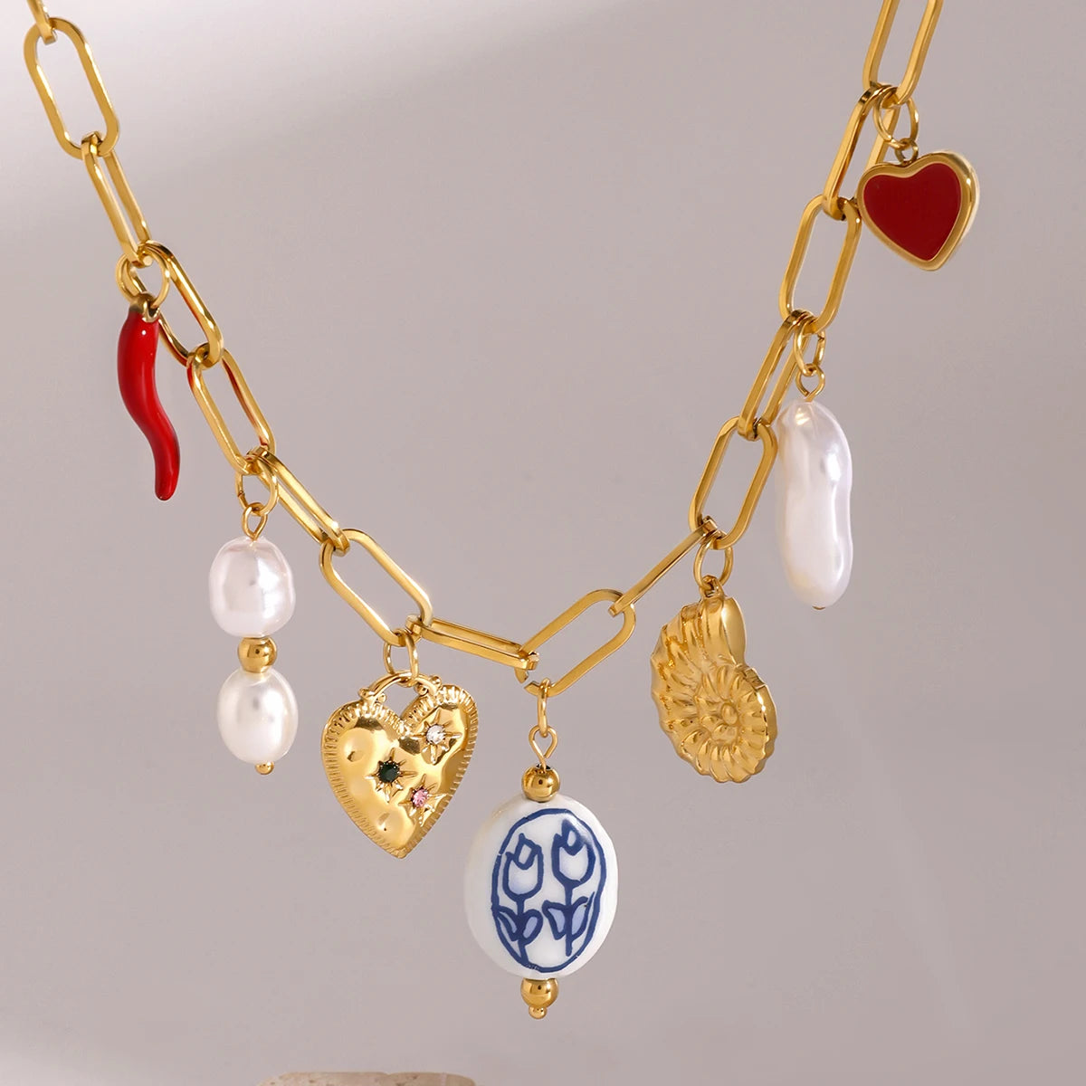 Colgante Charms 7 Dijes Elegantes y de Moda
