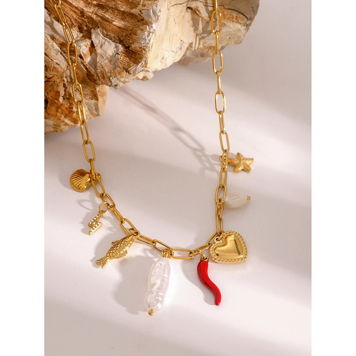 Colgante Charms de 7 Dijes Atractivo y Sofisticado