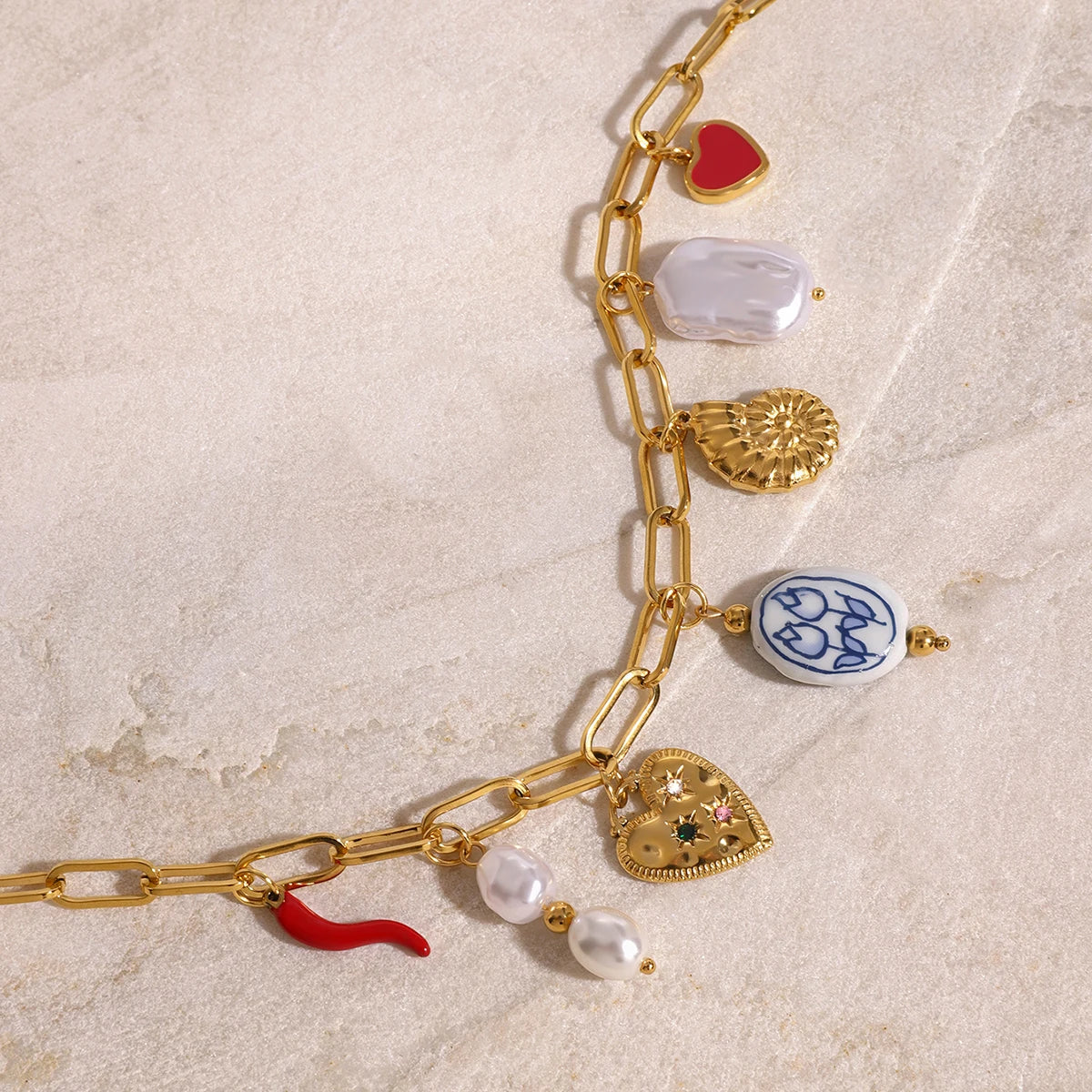 Colgante Charms 7 Dijes Elegantes y de Moda