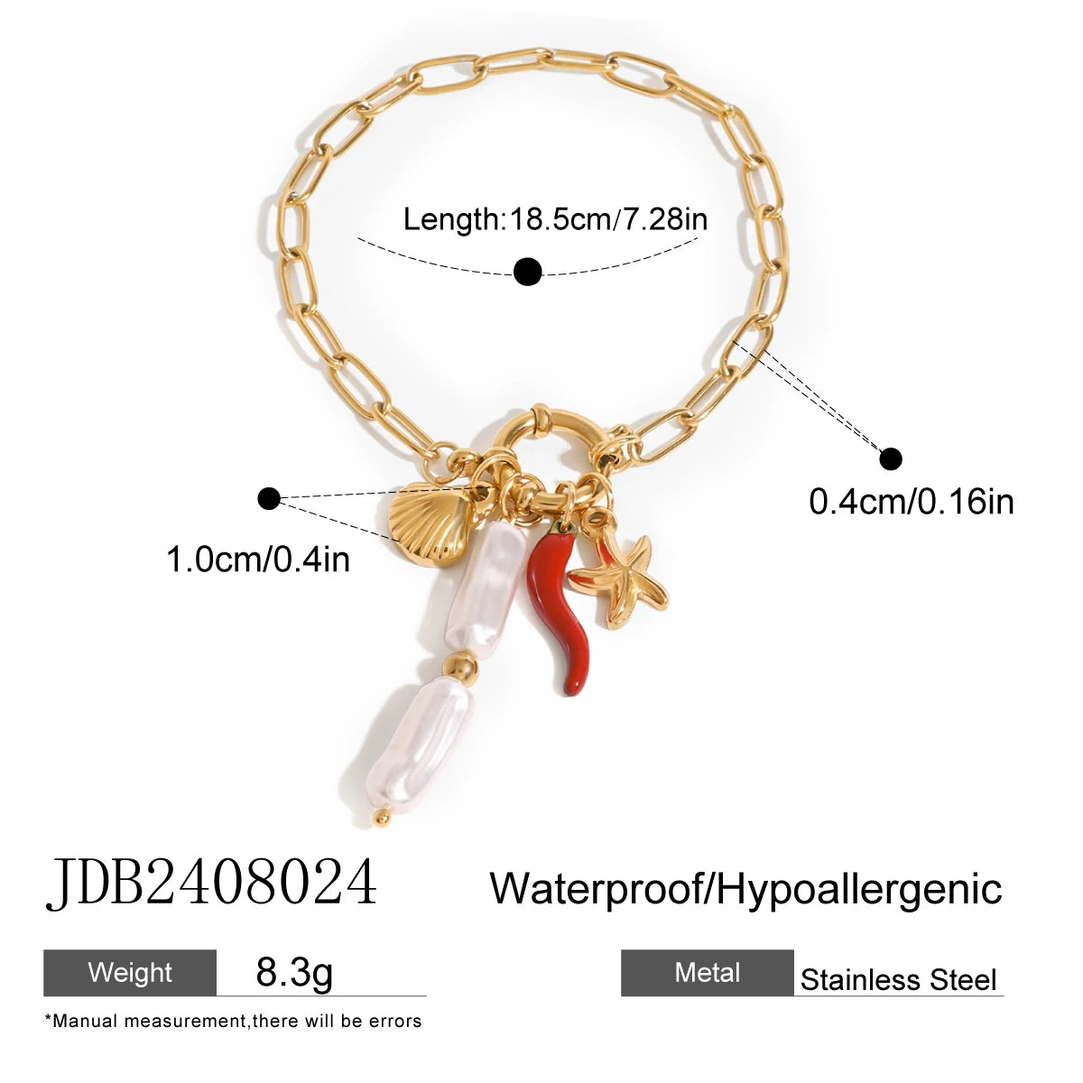 Pulsera Charms con Dijes Atractivo y Elegante