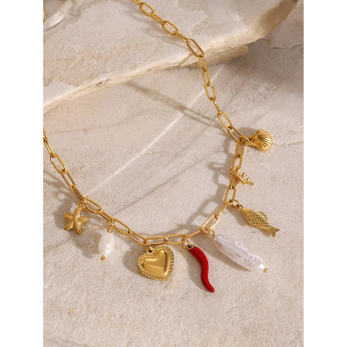 Colgante Charms de 7 Dijes Atractivo y Sofisticado
