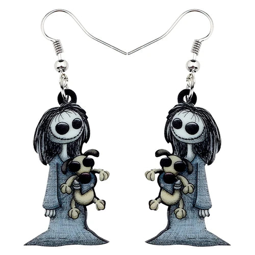 Aretes Calavera Halloween Rosa Flor