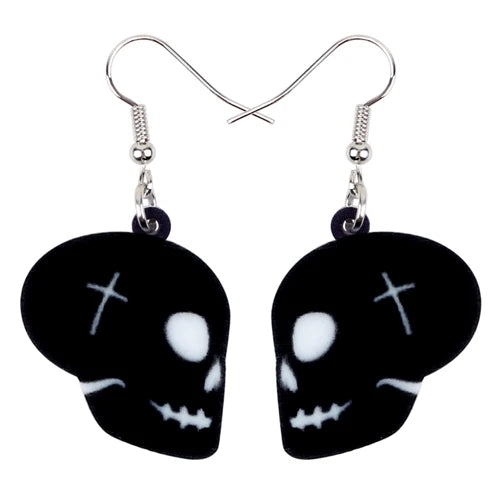 Aretes Calavera Halloween Rosa Flor
