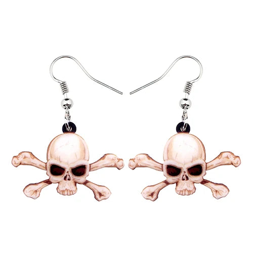 Aretes Calavera Halloween Rosa Flor