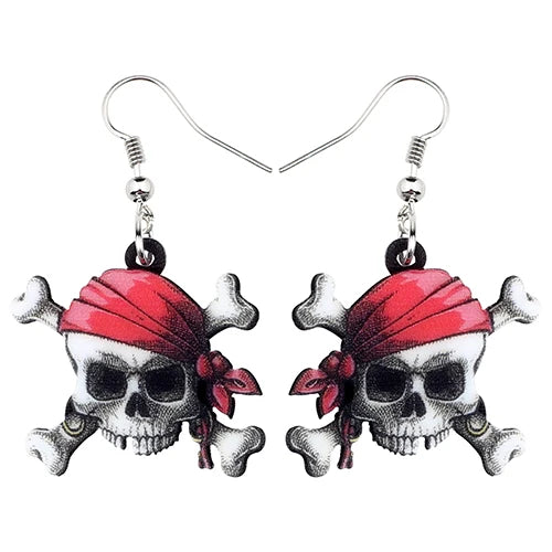 Aretes Calavera Halloween Rosa Flor