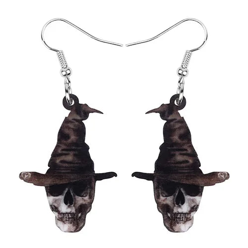 Aretes Calavera Halloween Rosa Flor