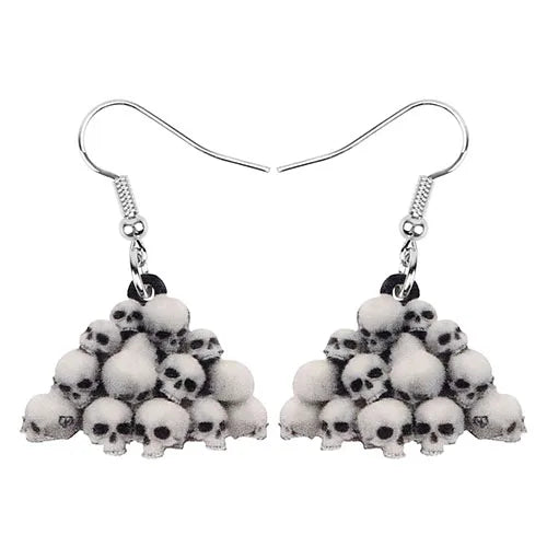 Aretes Calavera Halloween Rosa Flor