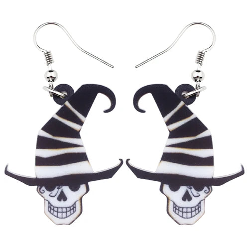 Aretes Calavera Halloween Rosa Flor