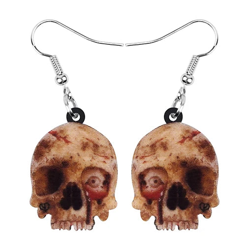Aretes Calavera Halloween Rosa Flor