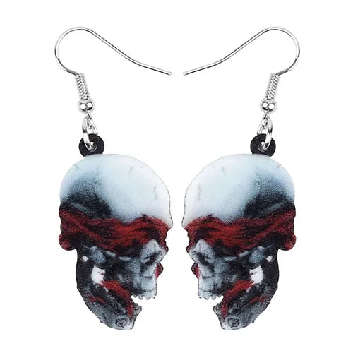 Aretes Calavera Halloween Rosa Flor