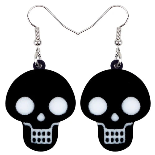 Aretes Calavera Halloween Rosa Flor