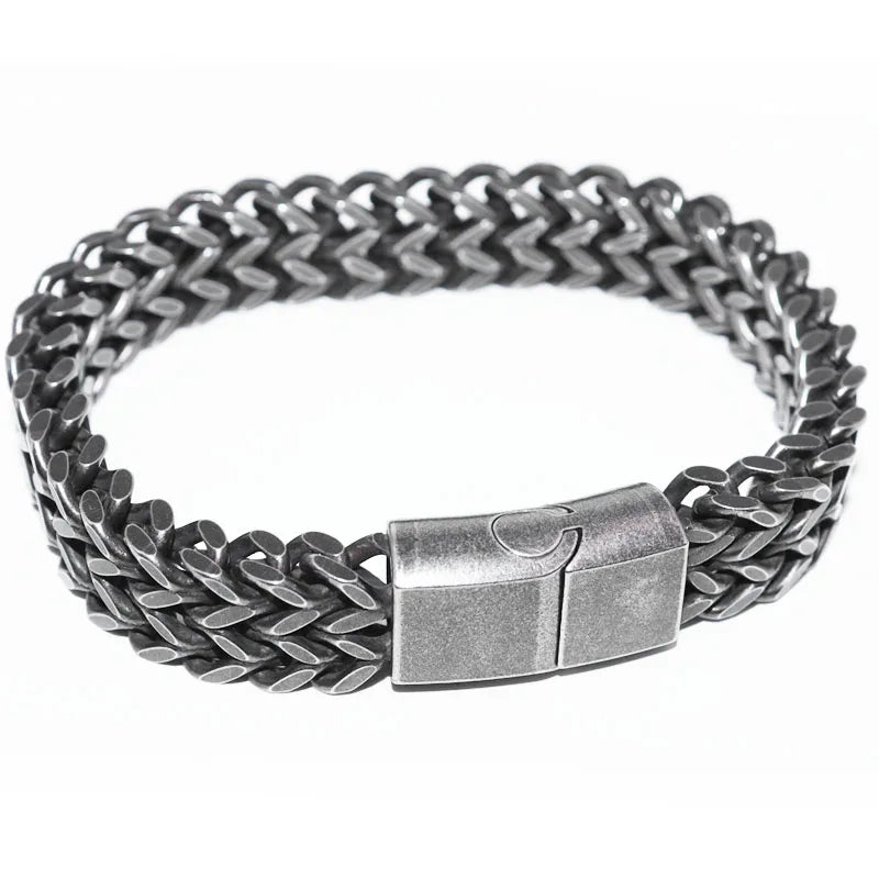 Pulsera Trenzado en Plata Envejecida