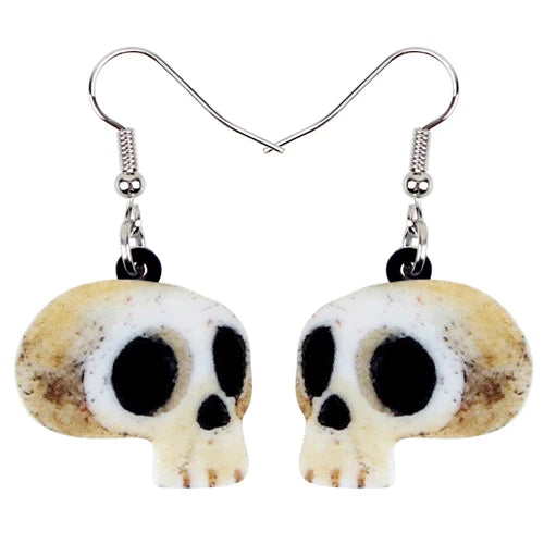 Aretes Calavera Halloween Rosa Flor