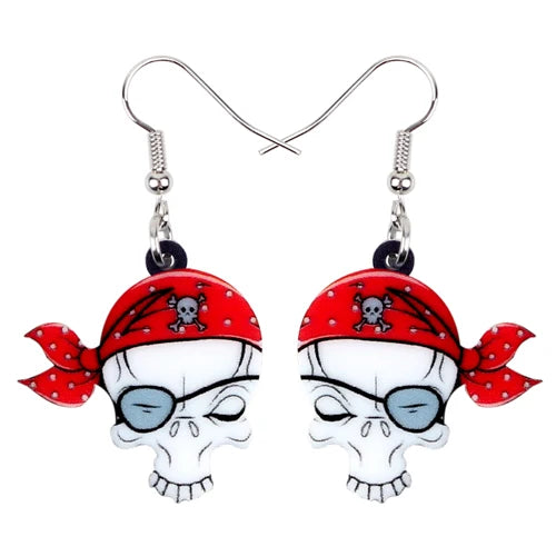 Aretes Calavera Halloween Rosa Flor