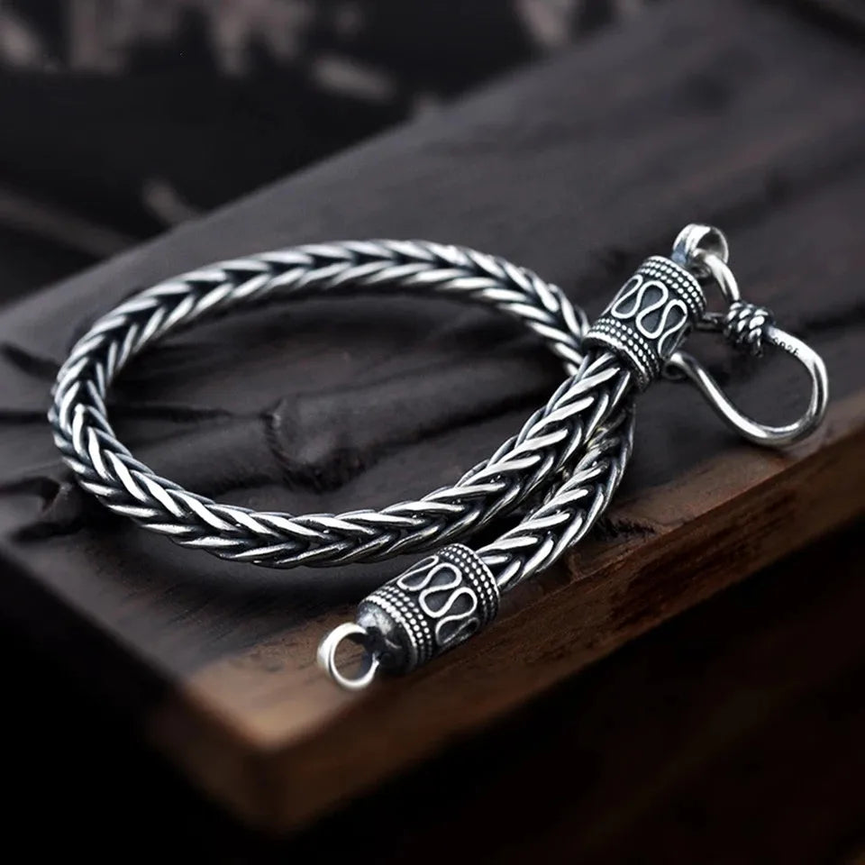 Pulsera Trenzado en Plata Envejecida