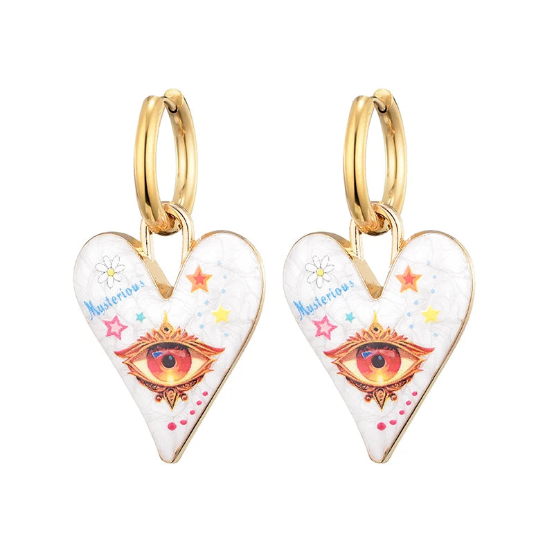 Aretes con Forma de Corazón y Ojo