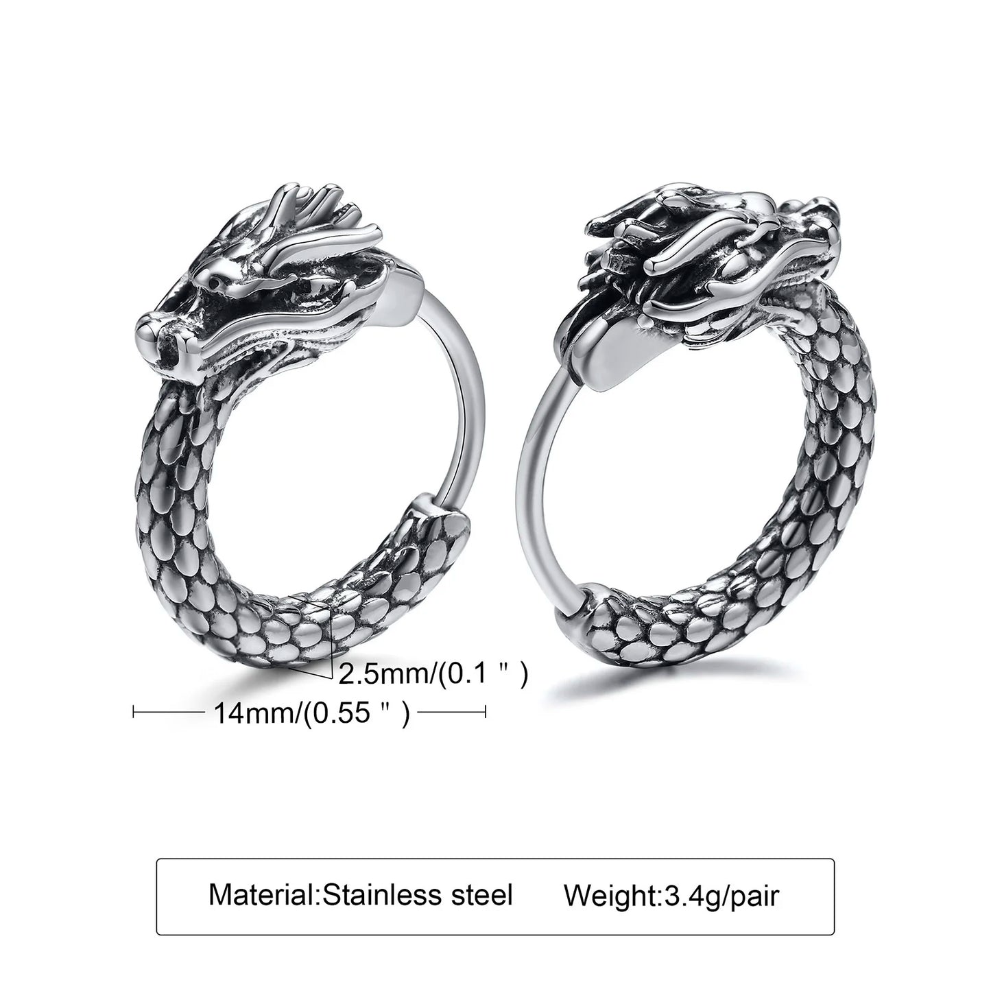 Aretes Dragón - Acero Inox.