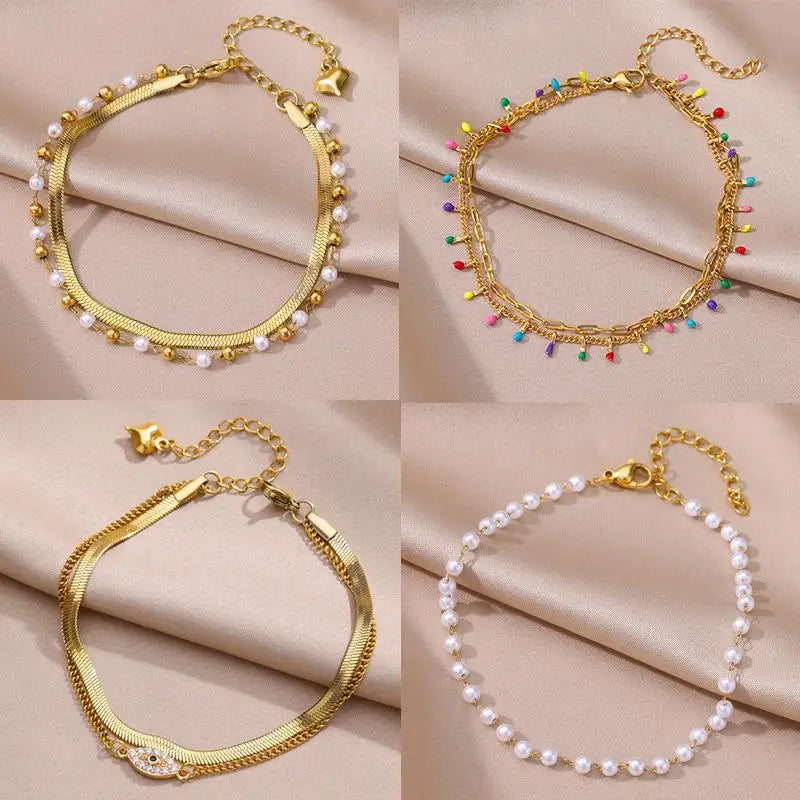 Tobilleras Cadena de Perlas