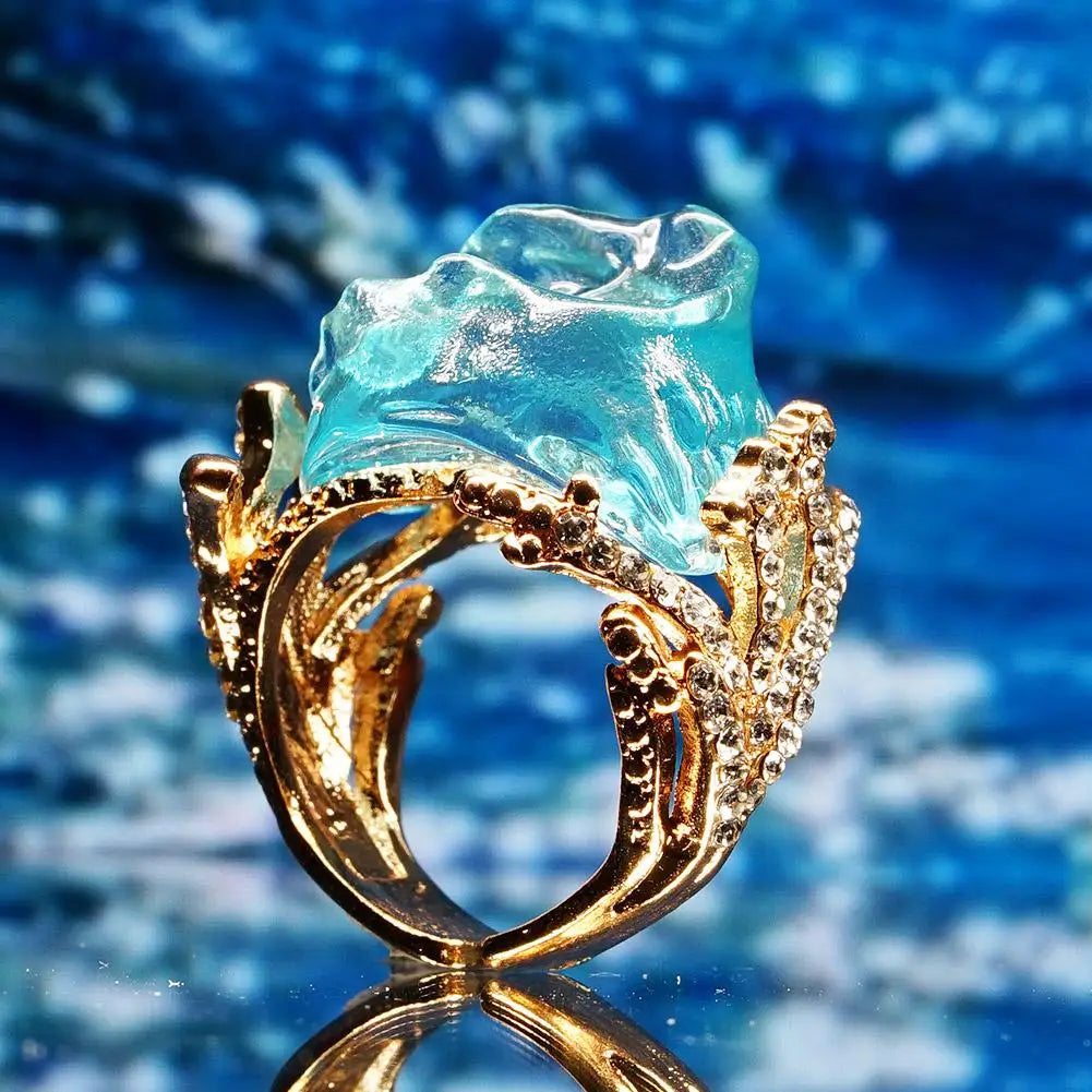 Colgante, Anillo y Aretes Océano Azul
