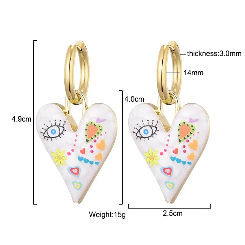 Aretes con Forma de Corazón y Ojo