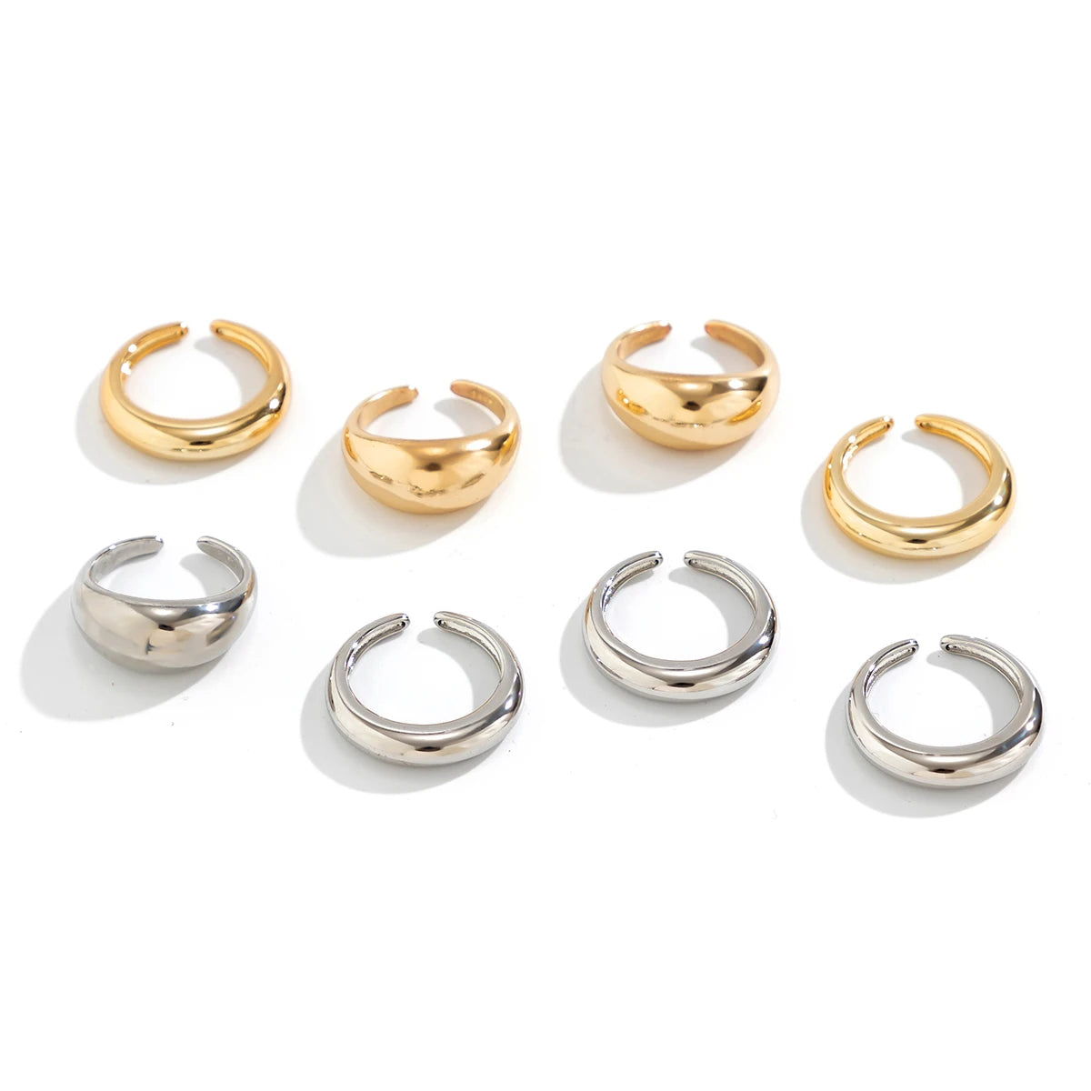 Conjunto 8 Anillos Dorados y Plata