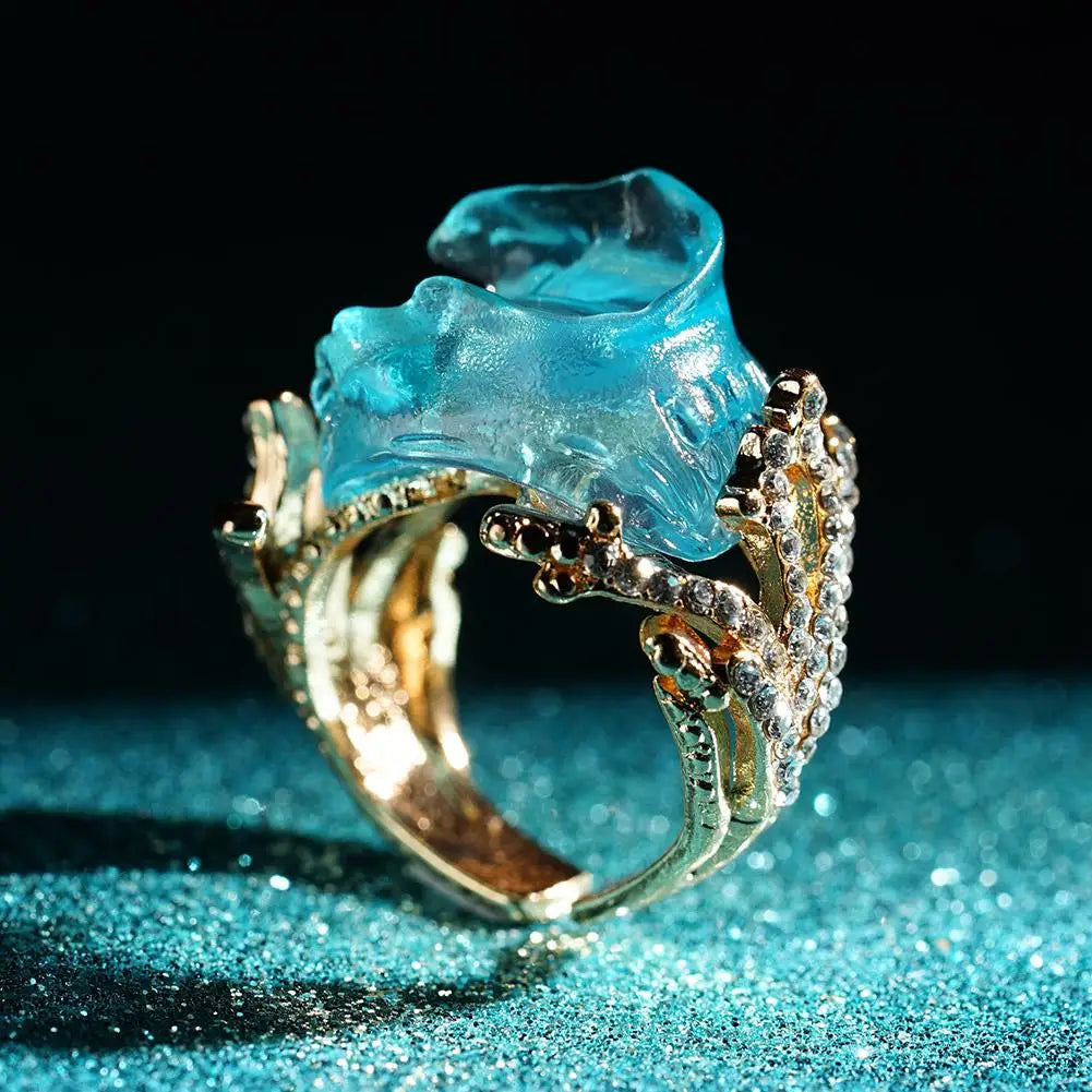 Colgante, Anillo y Aretes Océano Azul