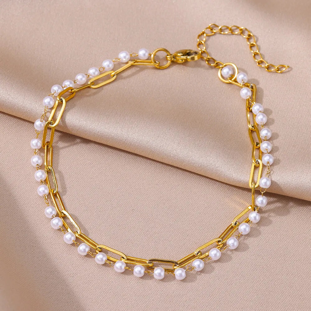 Tobilleras Cadena de Perlas