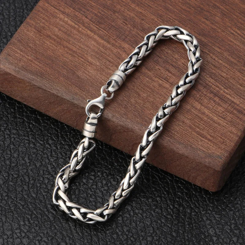 Pulsera Trenzado en Plata Envejecida