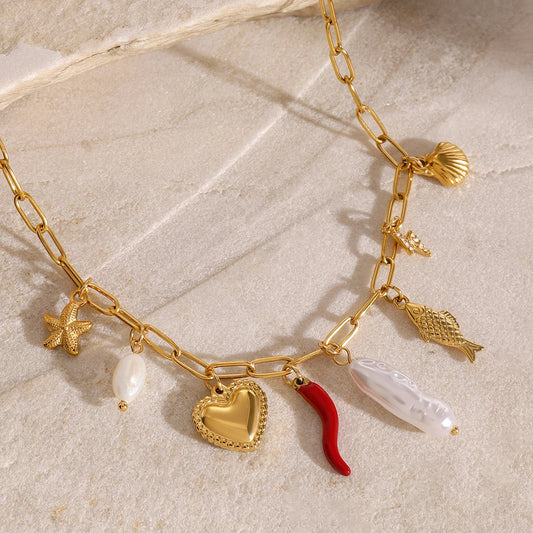 Colgante Charms de 7 Dijes Atractivo y Sofisticado