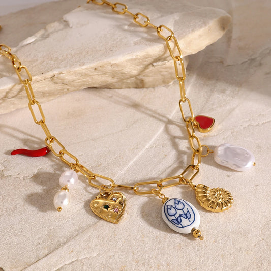 Colgante Charms 7 Dijes Elegantes y de Moda