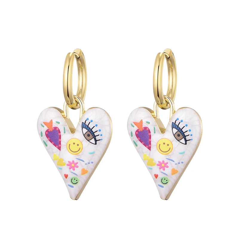 Aretes con Forma de Corazón y Ojo