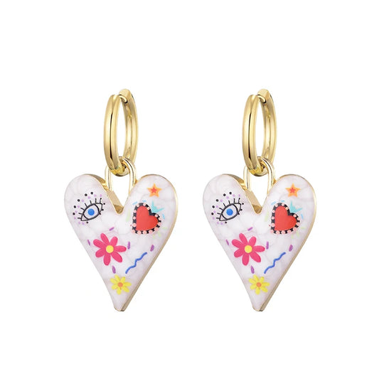 Aretes con Forma de Corazón y Ojo