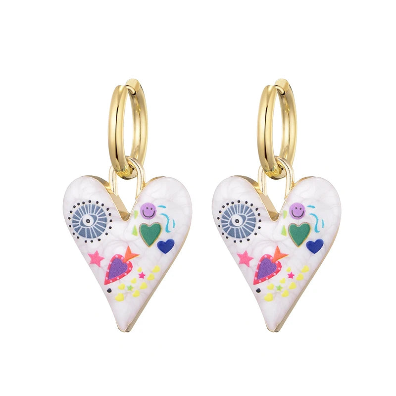 Aretes con Forma de Corazón y Ojo