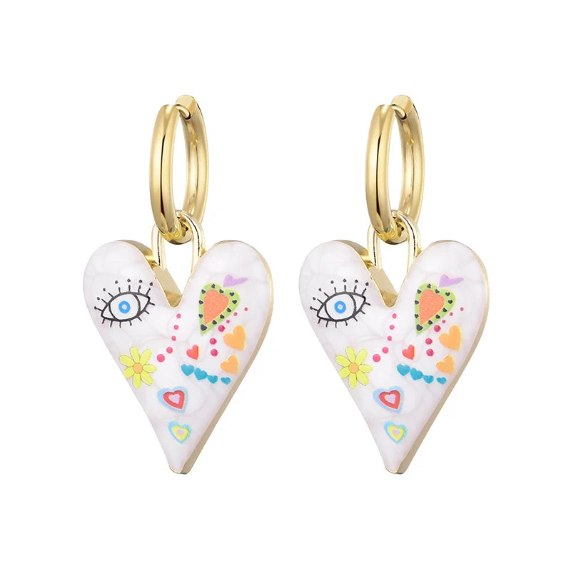 Aretes con Forma de Corazón y Ojo