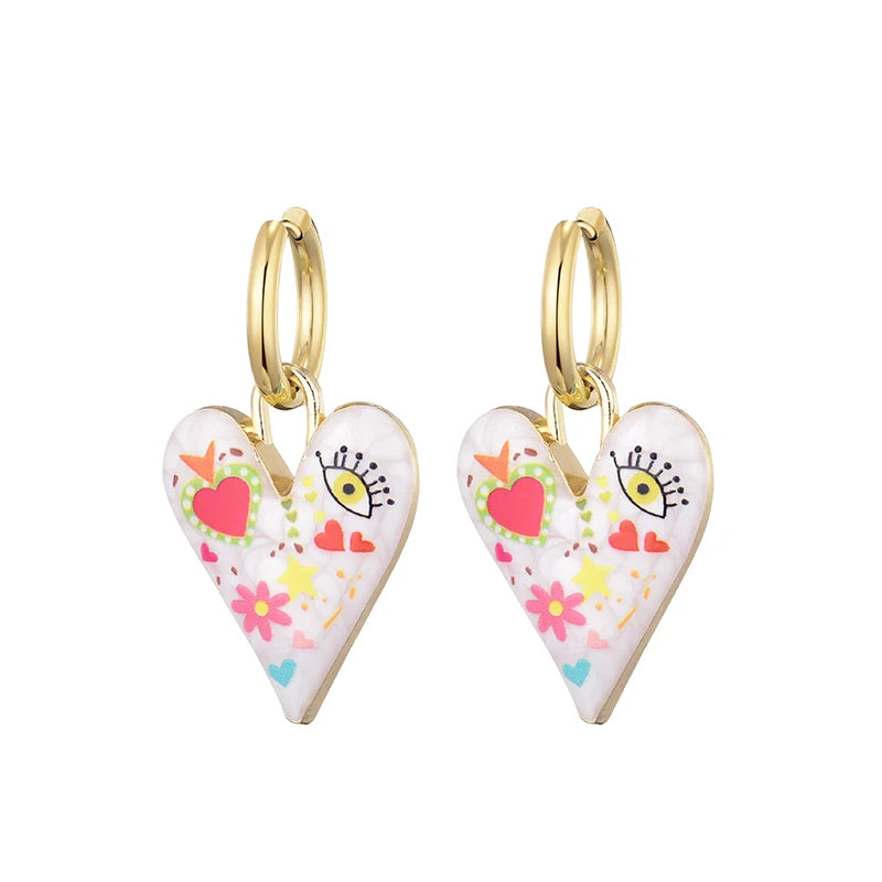 Aretes con Forma de Corazón y Ojo
