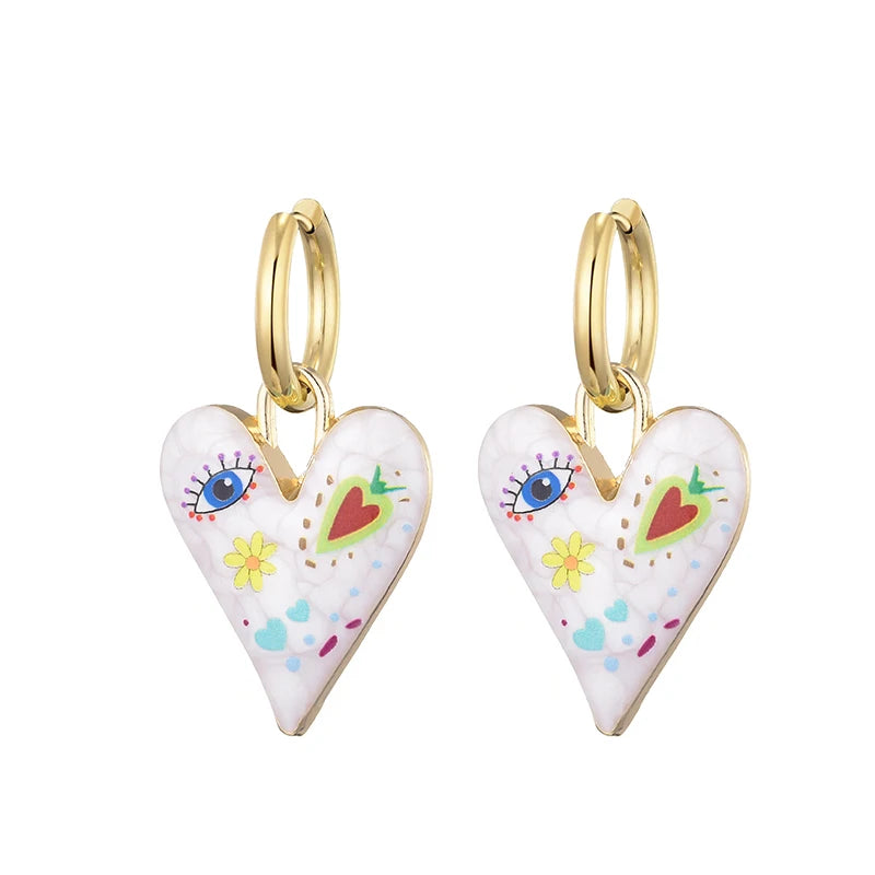 Aretes con Forma de Corazón y Ojo